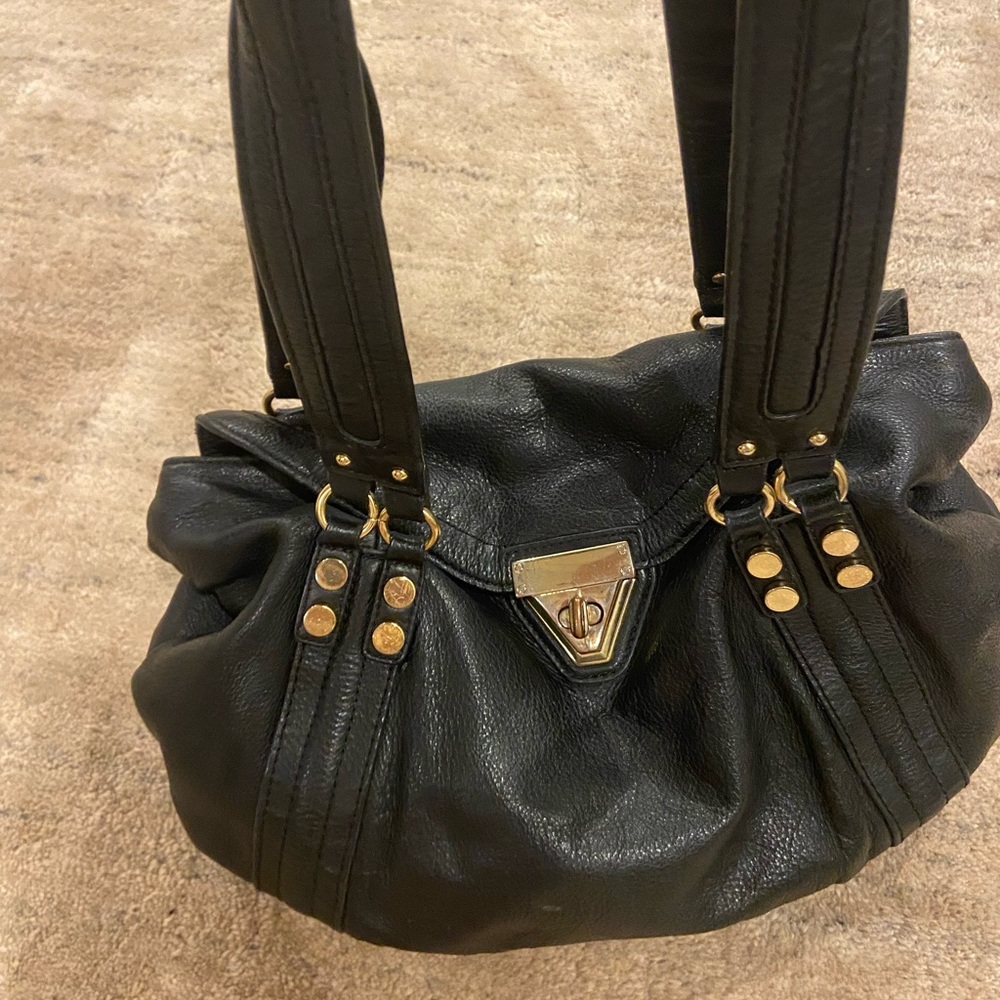 Black and Gold Slouchy Shoulder Bag